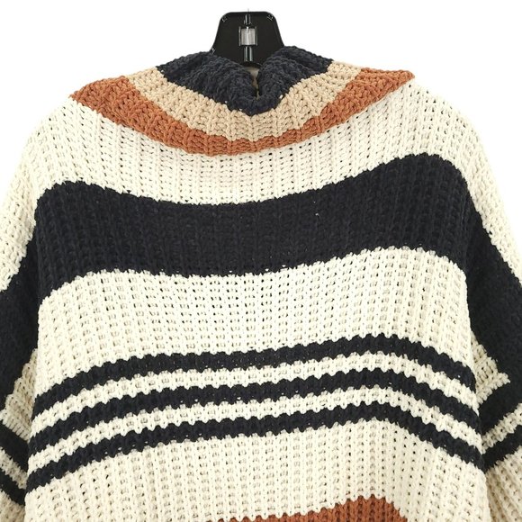 By Together Chunky Knit Cowl Neck Striped Sweater Womens Size S/M Oversized - Picture 12 of 13